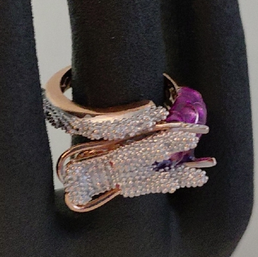 Source Unknown Purple and Silver Women's Ring